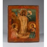 Antique 19th C Russian Icon of Resurrection of Crist