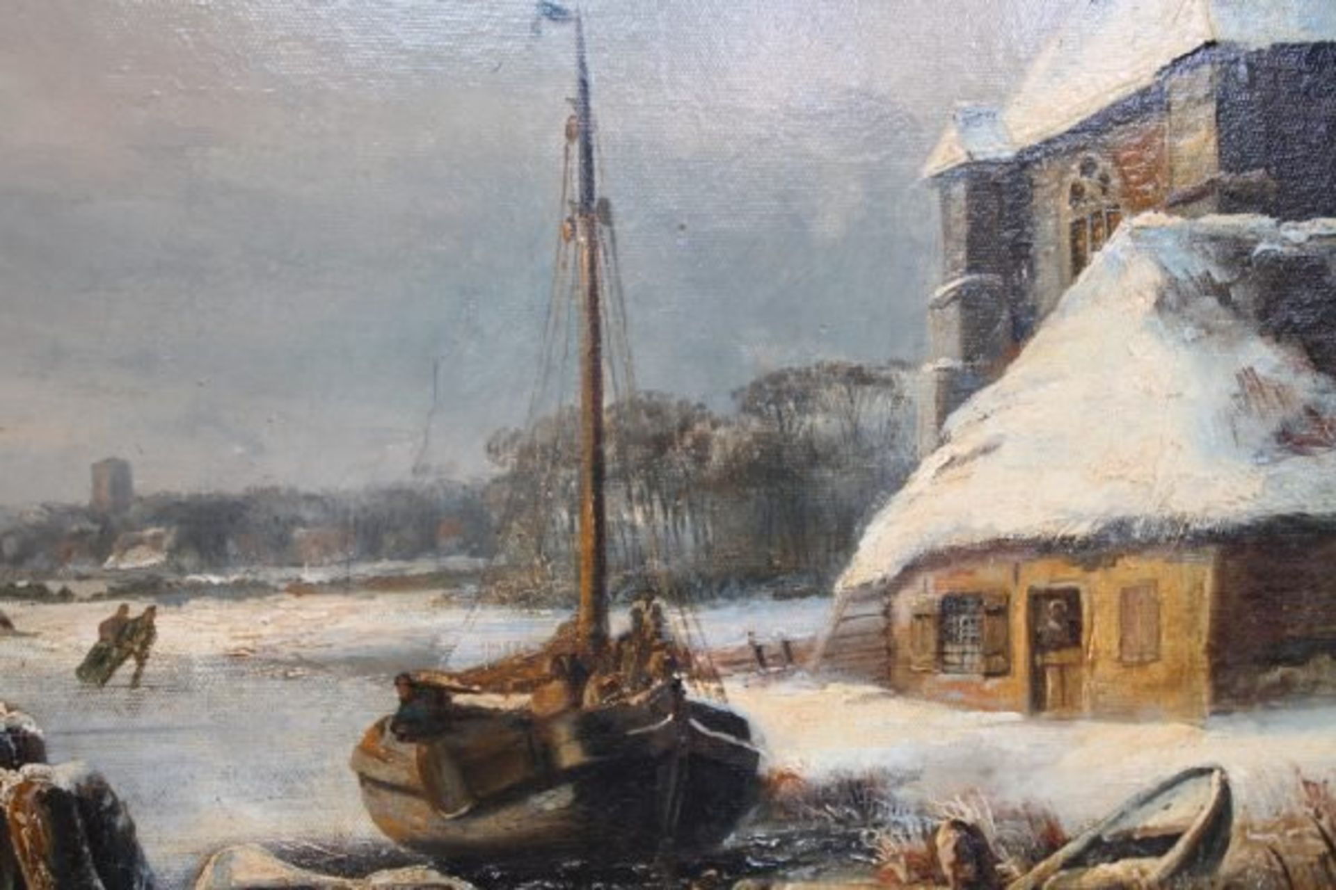 Antique painting "Winter" - Image 6 of 7