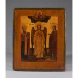 Antique 19th C Russian Icon Guardian Angel with Saints