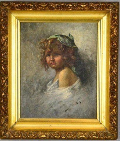 Filippo Marantonio 1863-1937 Italian girl with a hat