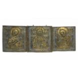 Rare Antique Russian Orthodox enameled bronze Icon