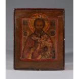 Antique 19th C Icon of Saint Nikolas wonder worker