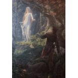 Franz Moppert 1867 - 1906 Forest fairy protects a fawn