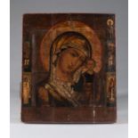 Early 19th C antique Russian wooden Icon Mother of God