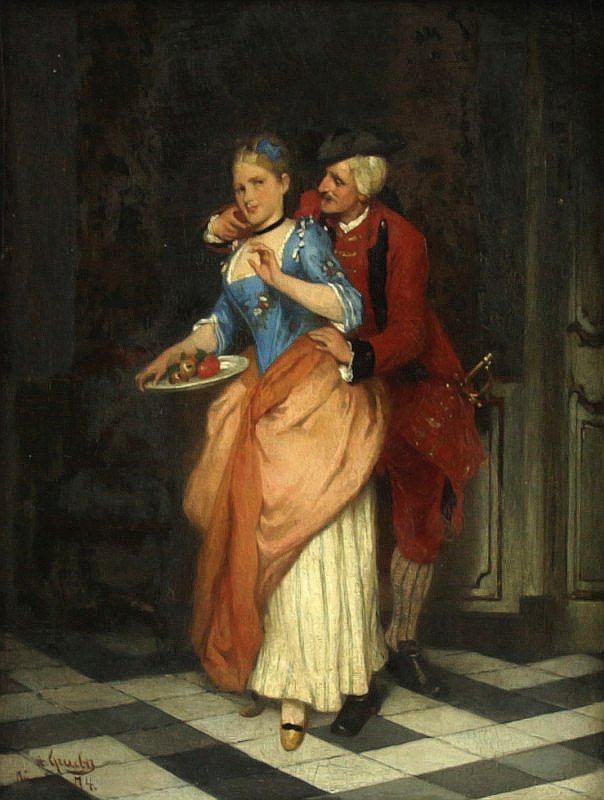 Albrecht Grueber 1847 - 1888 GERMAN INTERRIOR SCENE