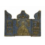 Rare Antique Russian Orthodox enameled bronze Icon