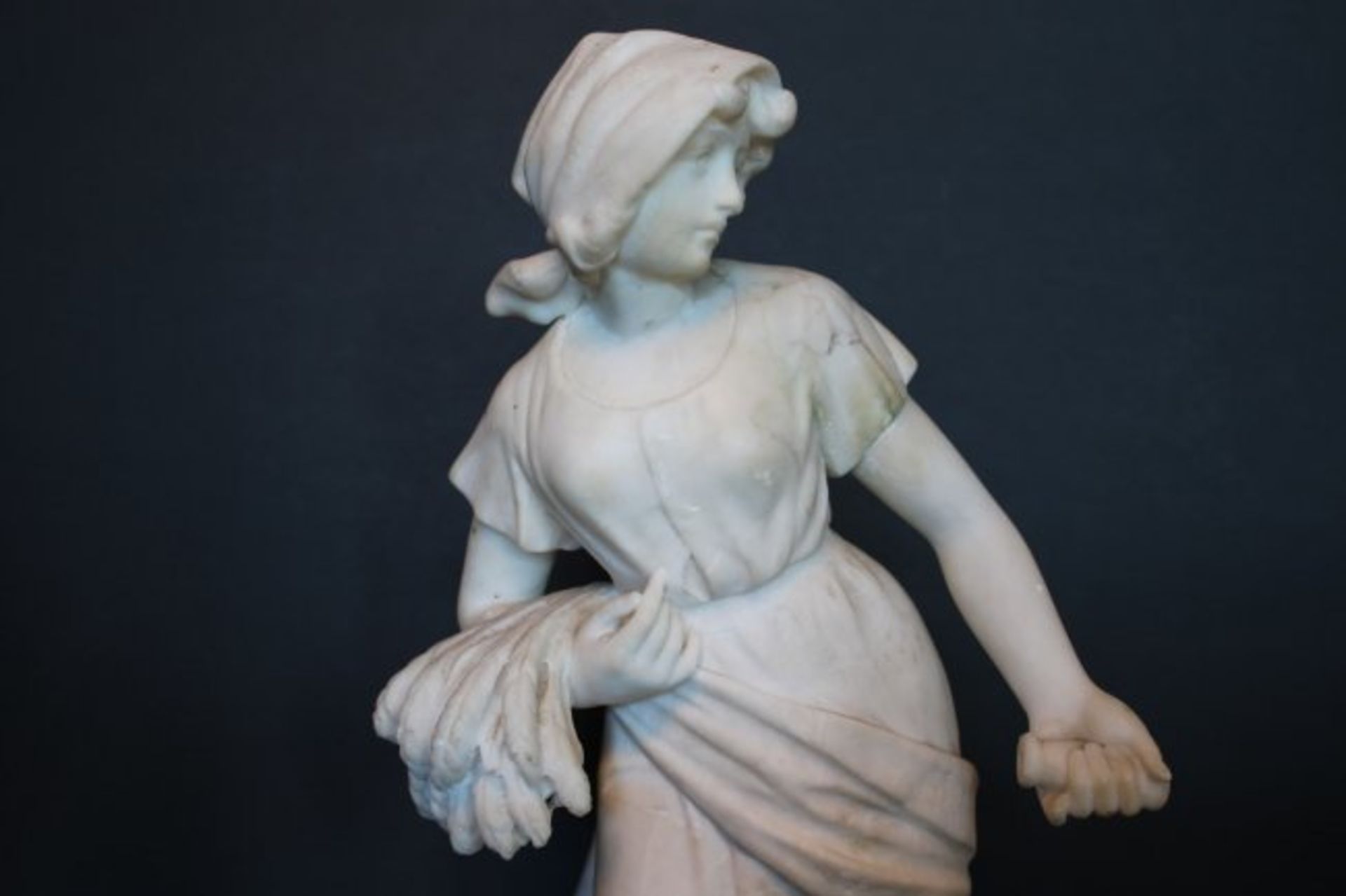 Alabaster sculpture of a young woman, C.Cipriani - Image 2 of 3