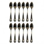 Rococo style silver dessert spoons Mid. 20th Century