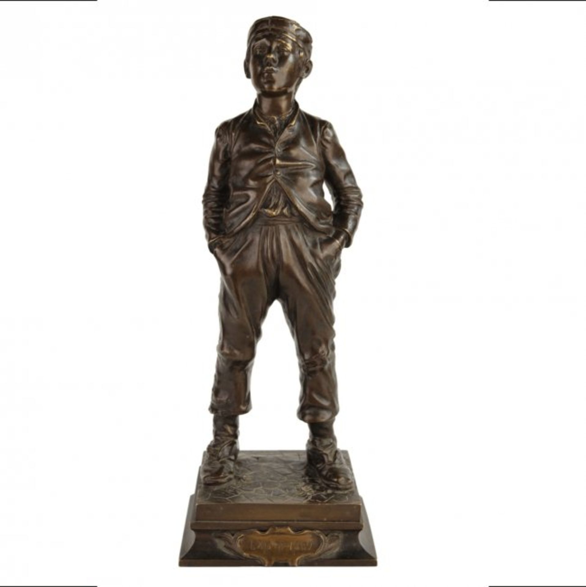 Antique H. Herzberg bronze sculpture “Whistle”