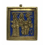 Antique Russian Orthodox enameled bronze Icon