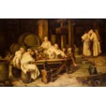 Adolf Humborg 1847-1921 Monks in the wine cellar