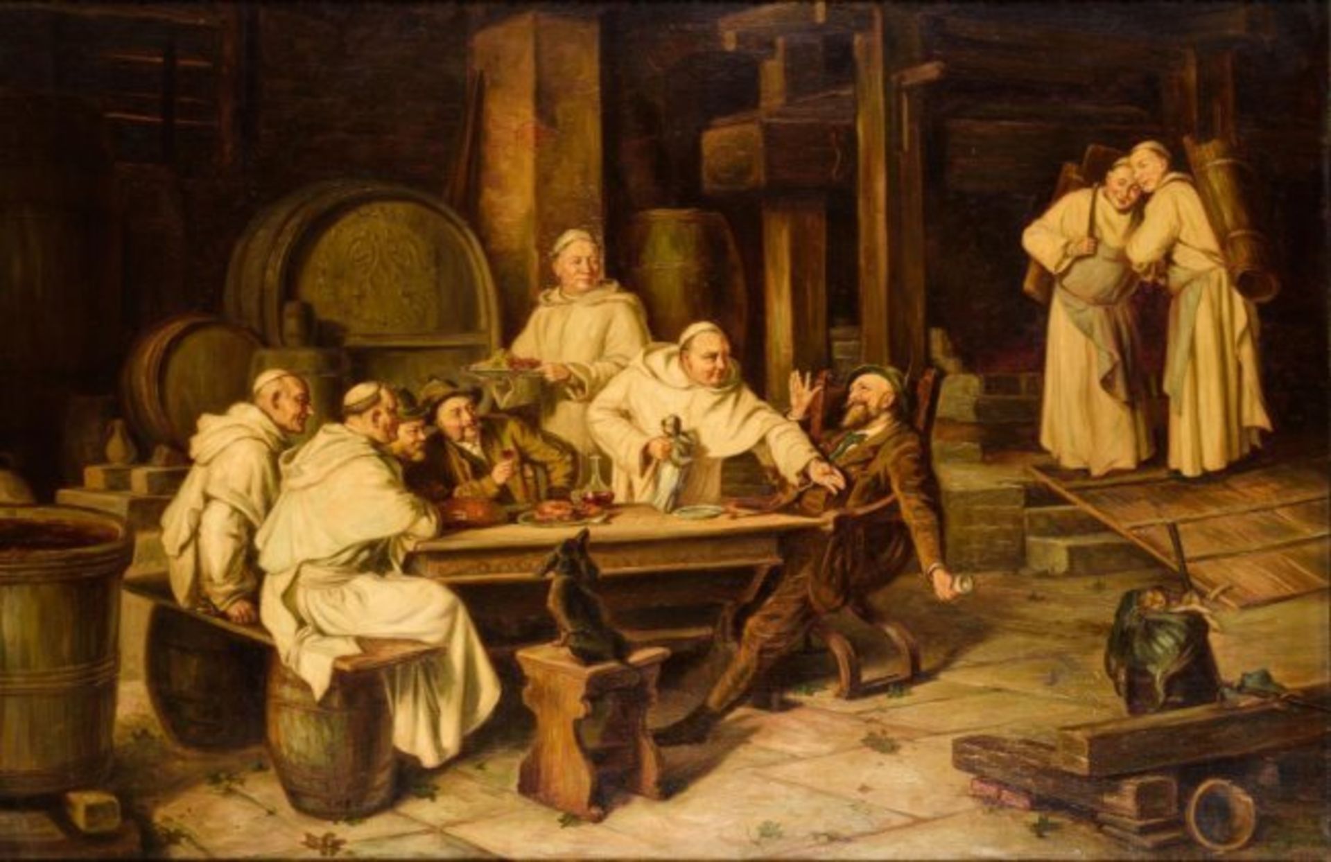 Adolf Humborg 1847-1921 Monks in the wine cellar