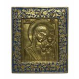 Antique Russian Orthodox enameled bronze Icon