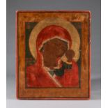 Early 19th C antique Russian wooden Icon Mother of God