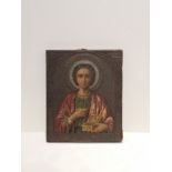 Antique 19th C Russian Icon St. Panteleimon
