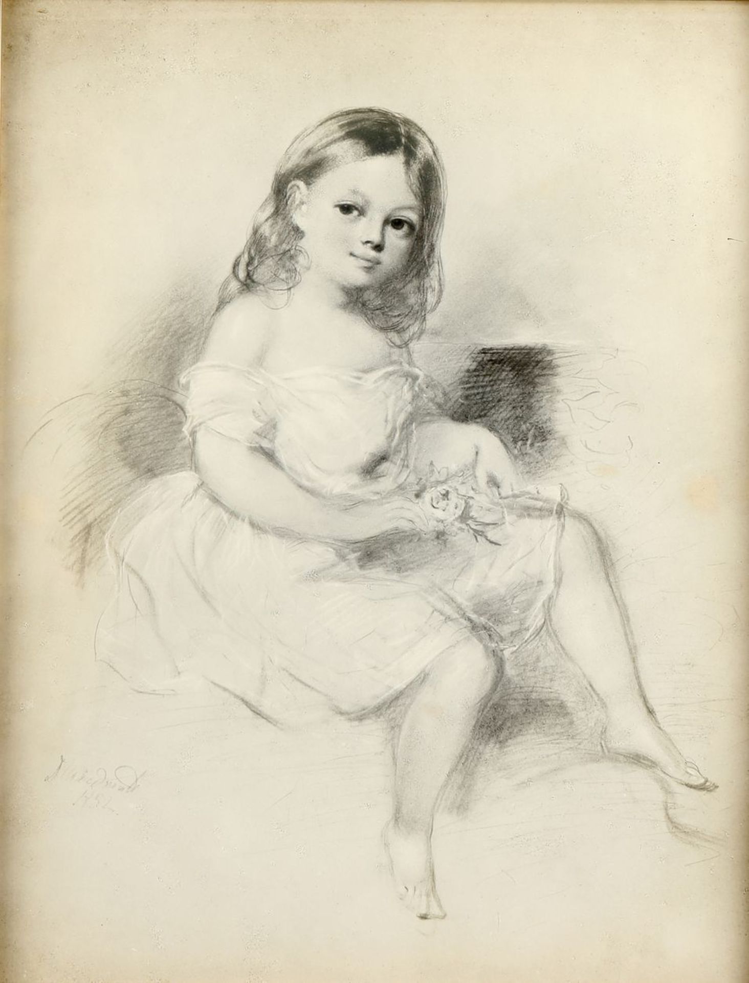 Bildnis eines sitzenden Mädchens m. Rose