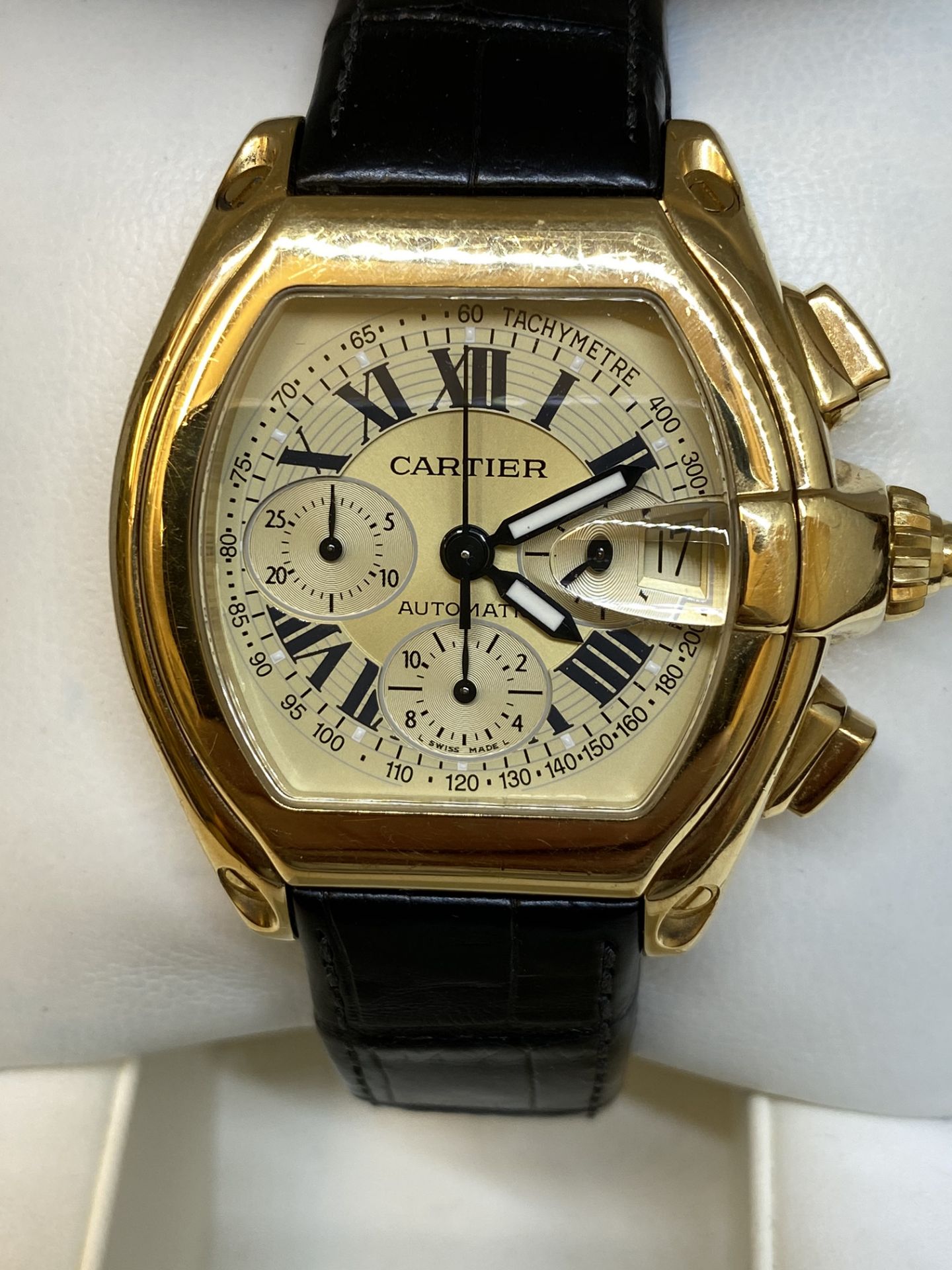 Cartier Roadster Xl Chronograph 2619 Yellow Gold 18k 48mm Automatic Watch with Box - Image 4 of 13