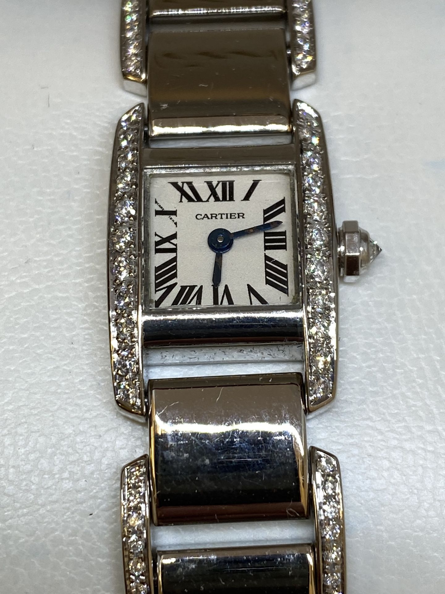 Diamond Set Cartier Tankissme 2831 - 18ct gold Ladies Watch - 95 grams - With Box - Image 5 of 11