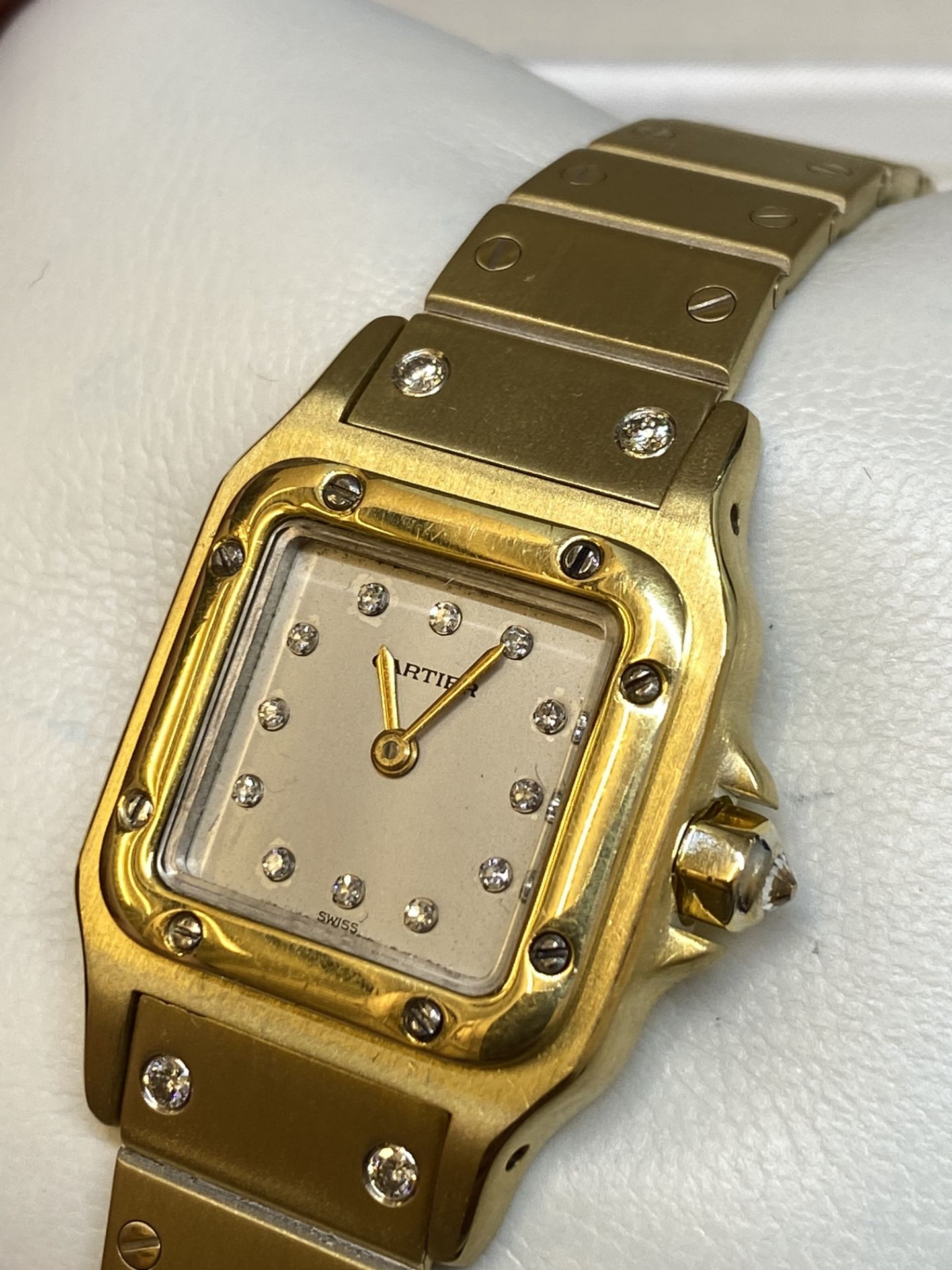 18ct GOLD SANTOS AUTOMATIC WATCH WITH BOX - Image 6 of 17