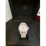 Chanel J12 Automatic Watch Set with Pink Sapphire Bezel with Box