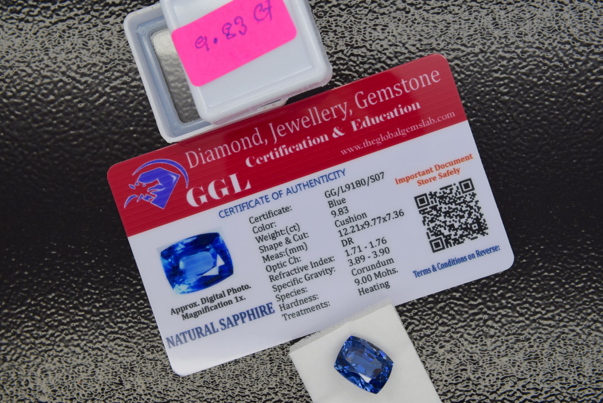 BLUE STONE WITH CARD MARKED SAPPHIRE - Image 2 of 3