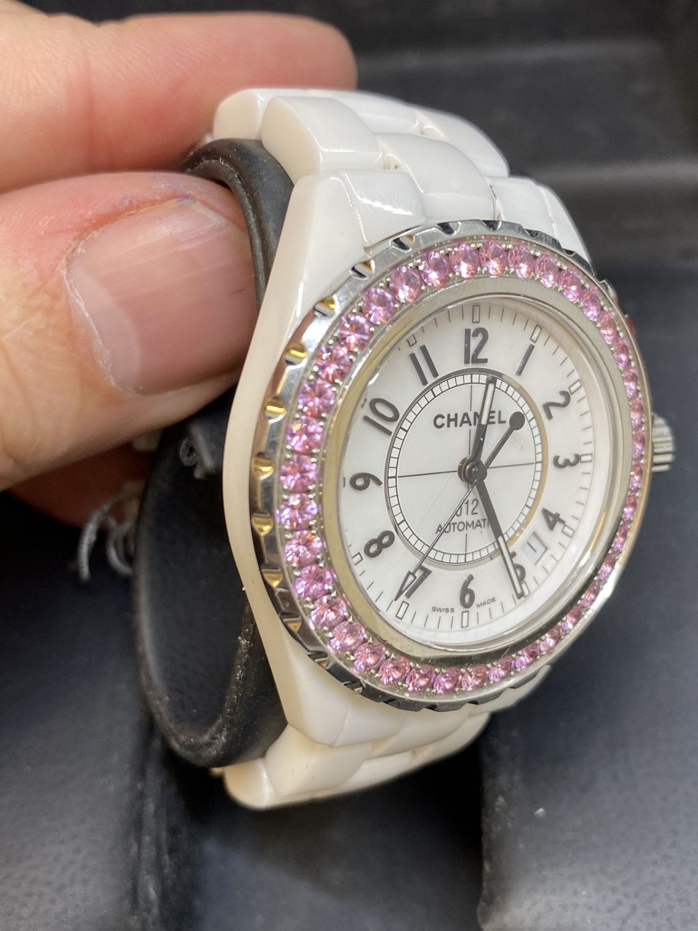 Chanel J12 Automatic Watch Set with Pink Sapphire Bezel with Box - Image 7 of 10