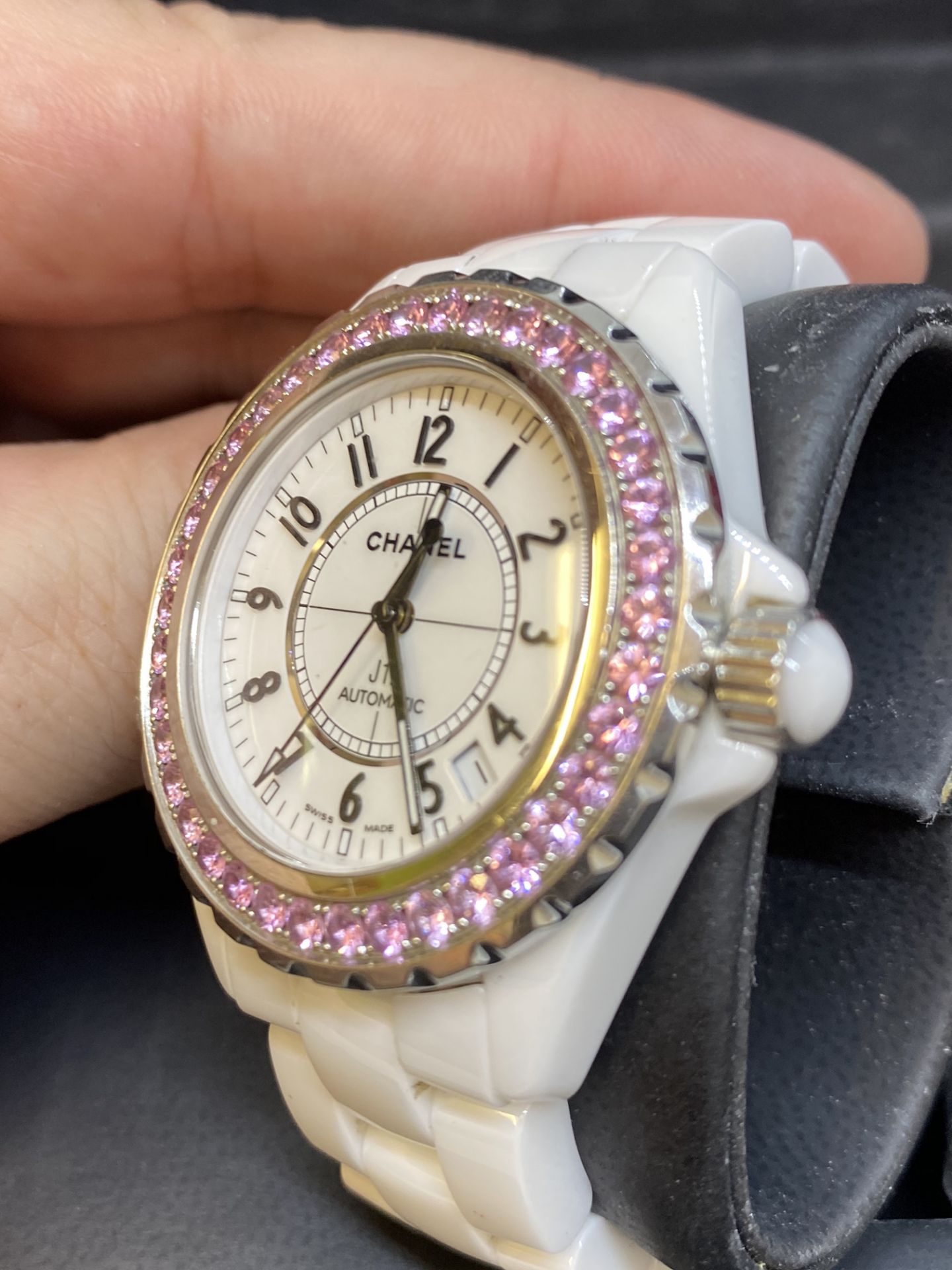 Chanel J12 Automatic Watch Set with Pink Sapphire Bezel with Box - Image 6 of 10