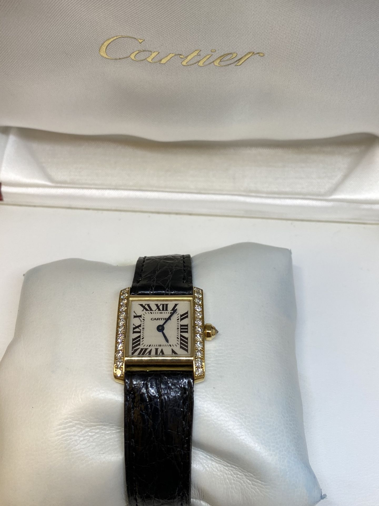 Cartier Tank Française 2364 Diamond Set 18K Gold Watch with Box - Image 4 of 13