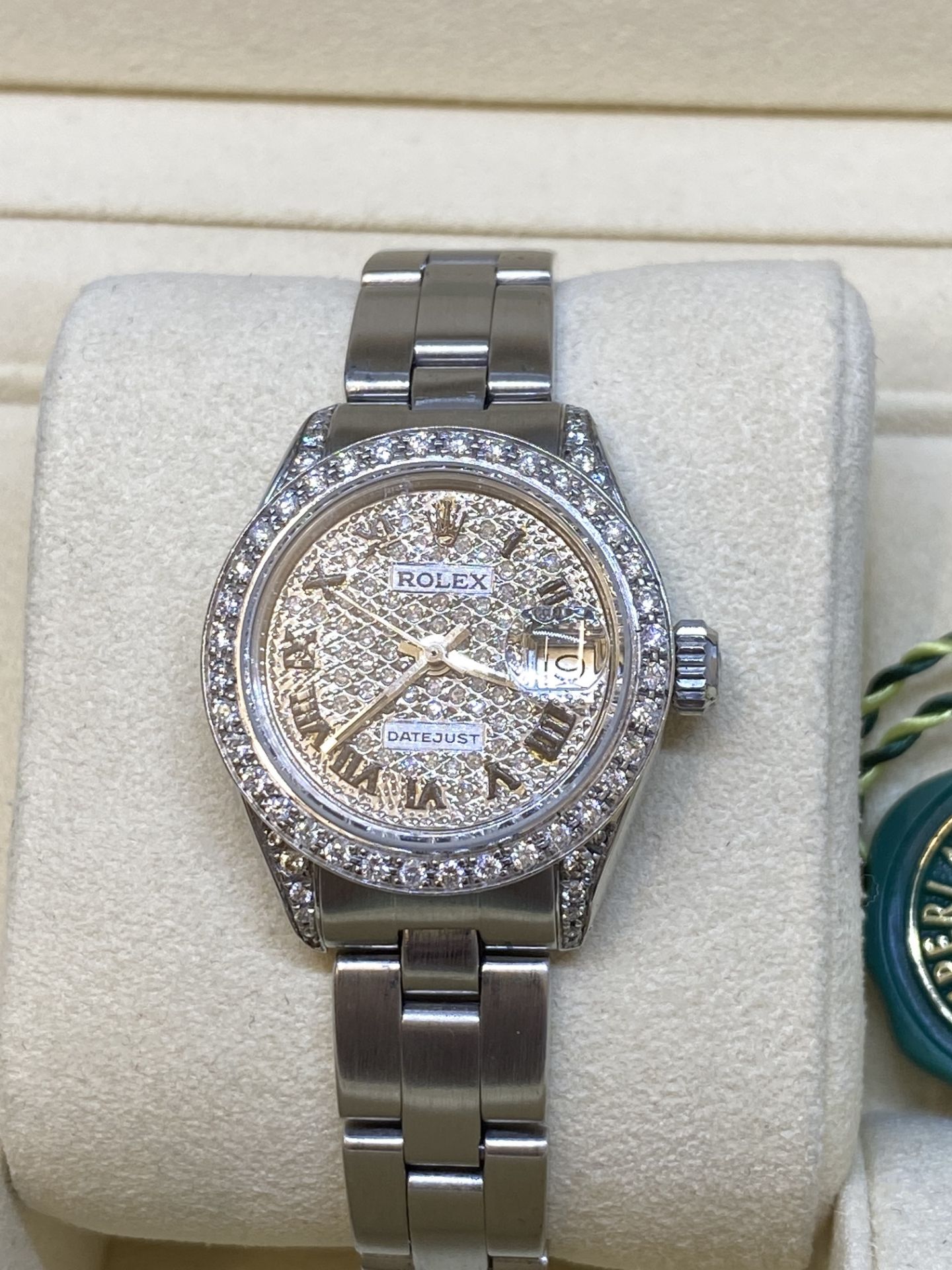 Ladies Stainless Steel Diamond Set Rolex Watch with Box Diamond Bezel, Diamond dial & Set - Image 2 of 9