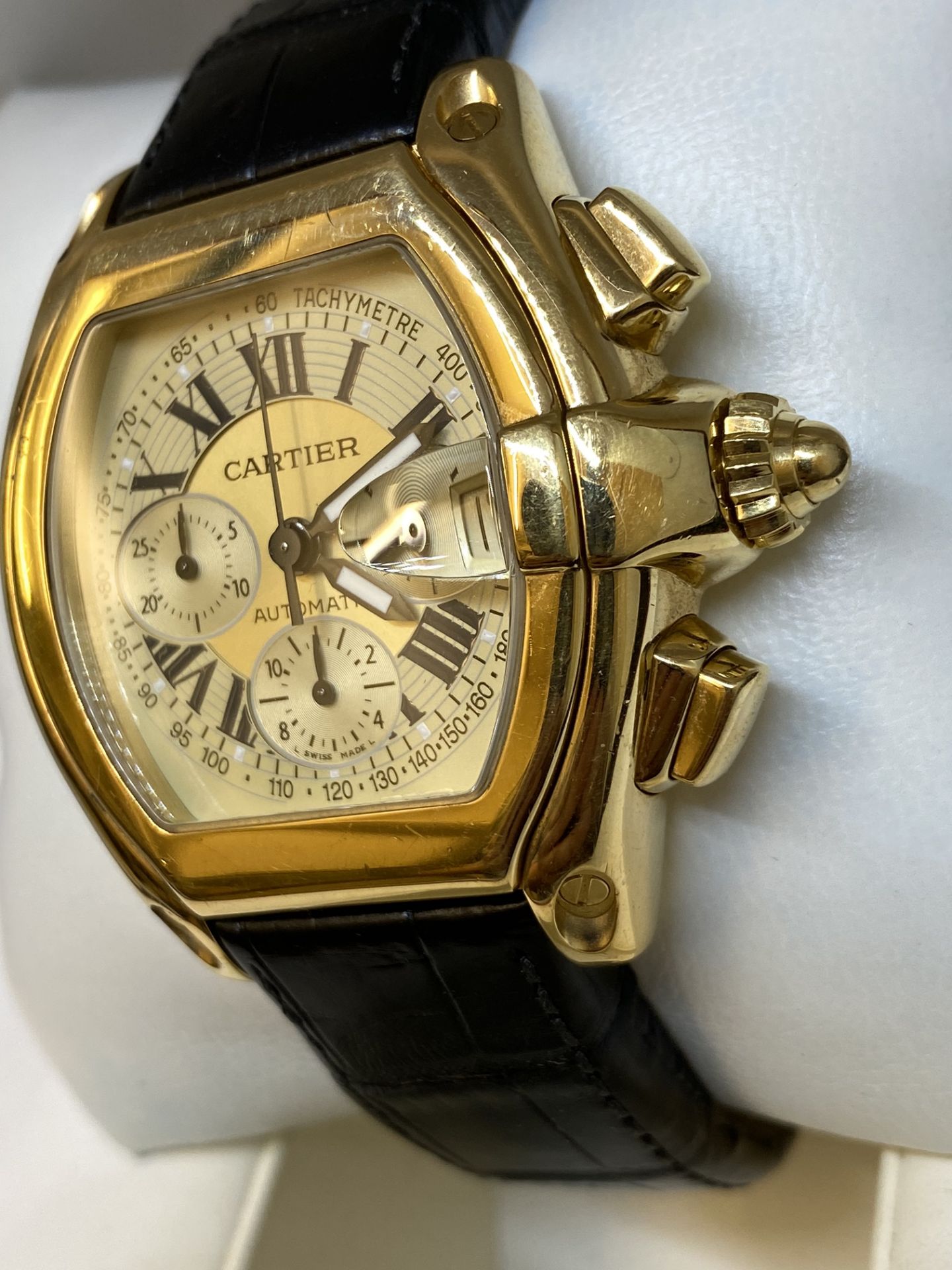 Cartier Roadster Xl Chronograph 2619 Yellow Gold 18k 48mm Automatic Watch with Box - Image 5 of 13