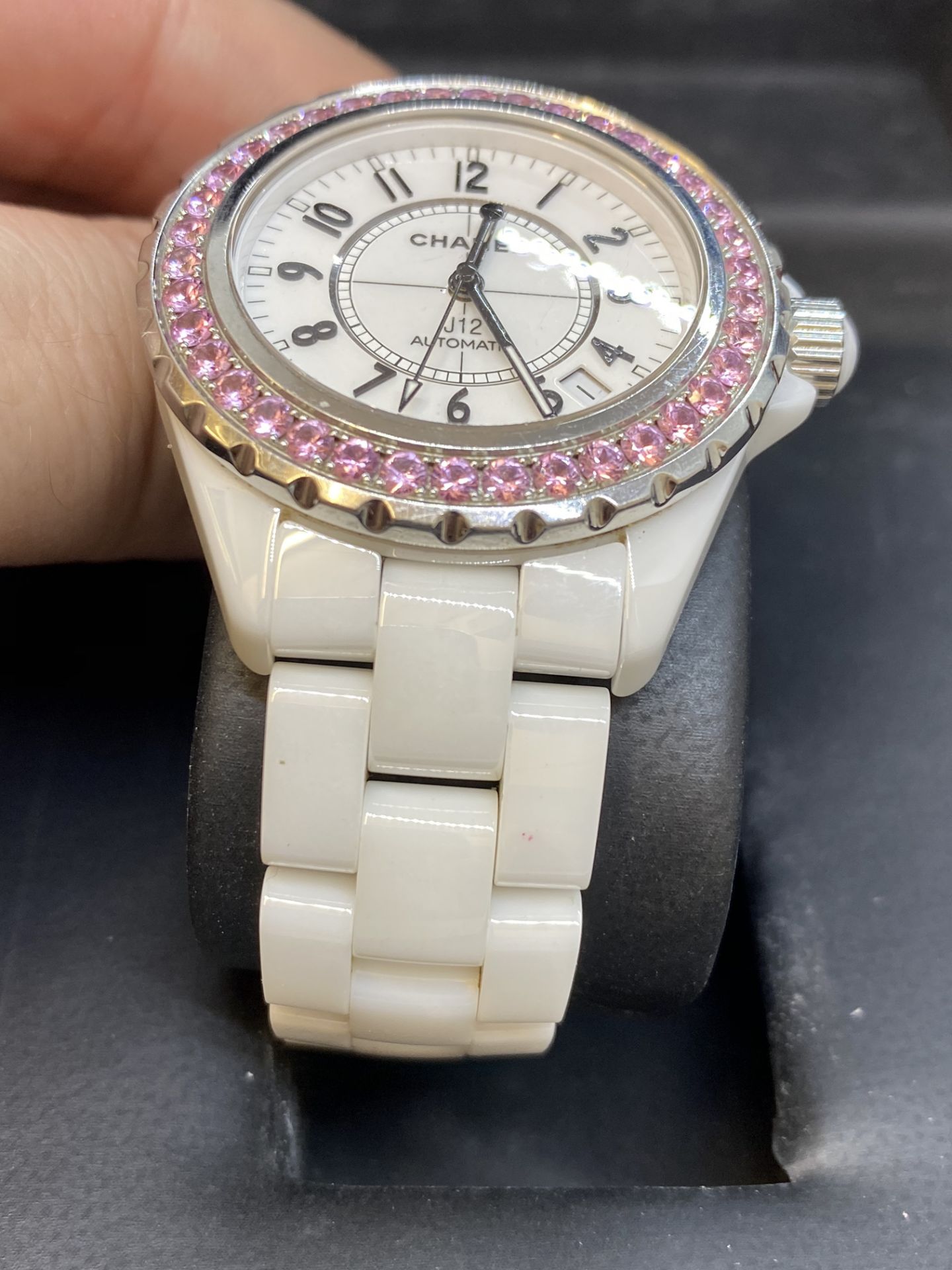Chanel J12 Automatic Watch Set with Pink Sapphire Bezel with Box - Image 5 of 10