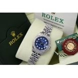 Rolex Datejust - Full Boxset and Certificate - Stainless Steel with Navy Blue Diamond Dial