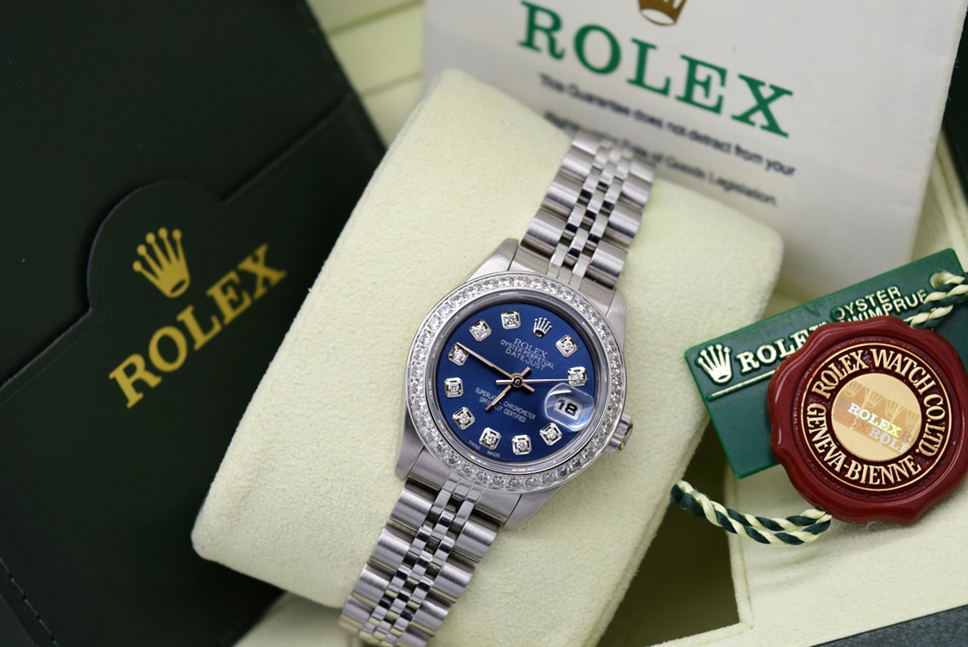 Rolex Datejust - Full Boxset and Certificate - Stainless Steel with Navy Blue Diamond Dial