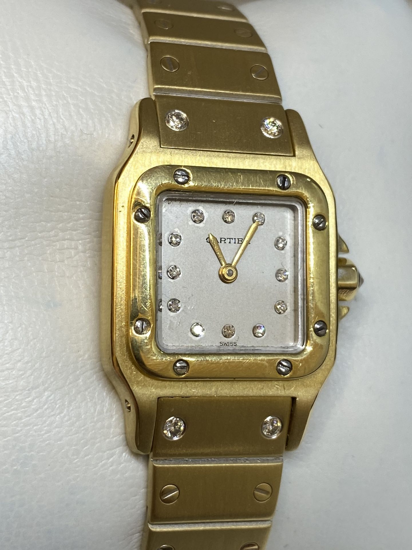 18ct GOLD SANTOS AUTOMATIC WATCH WITH BOX - Image 7 of 17