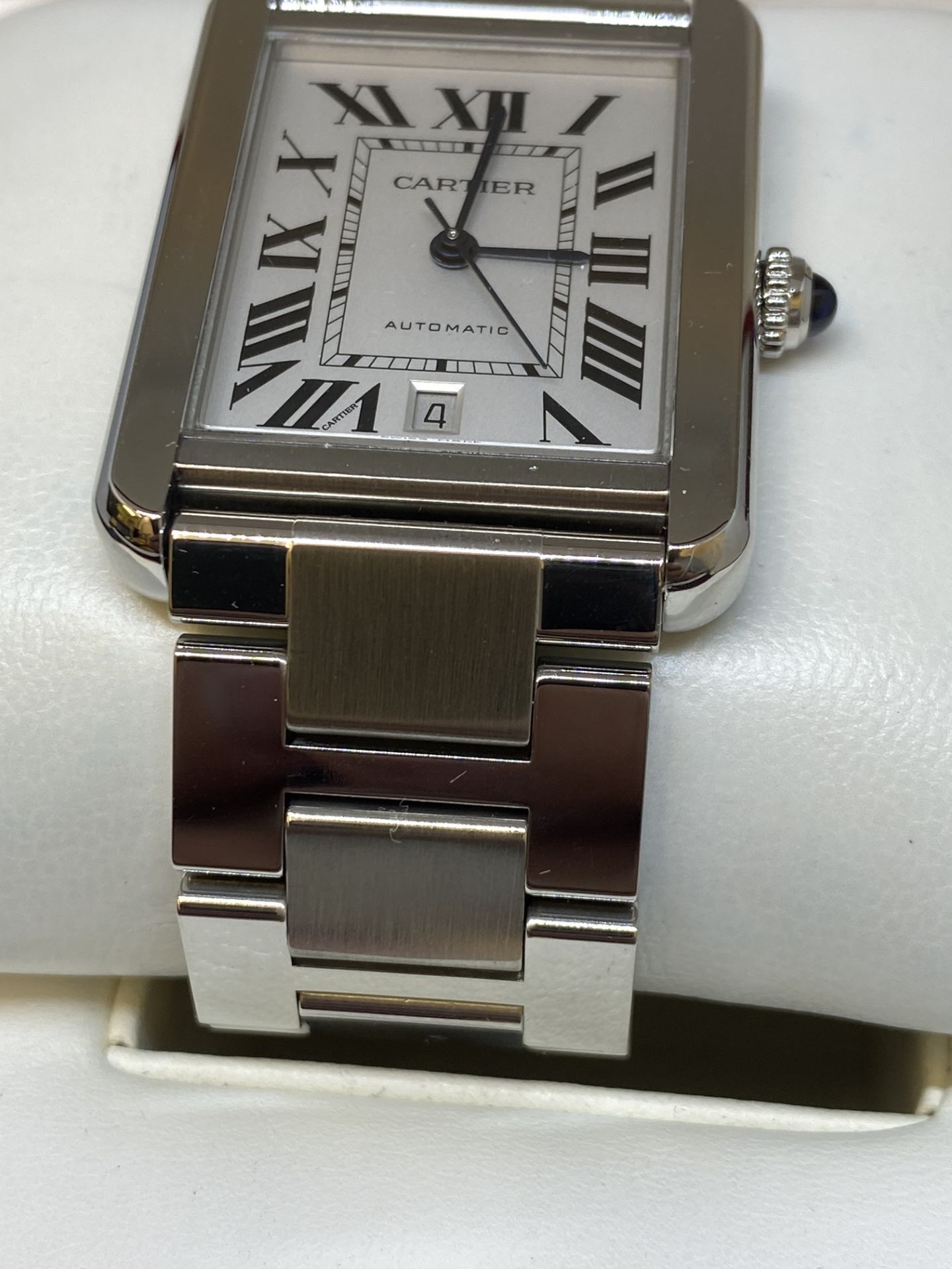 EXTRA LARGE CARTIER STAINLESS STEEL AUTOMATIC WATCH WITH BOX - Image 4 of 9