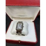 EXTRA LARGE CARTIER STAINLESS STEEL AUTOMATIC WATCH WITH BOX