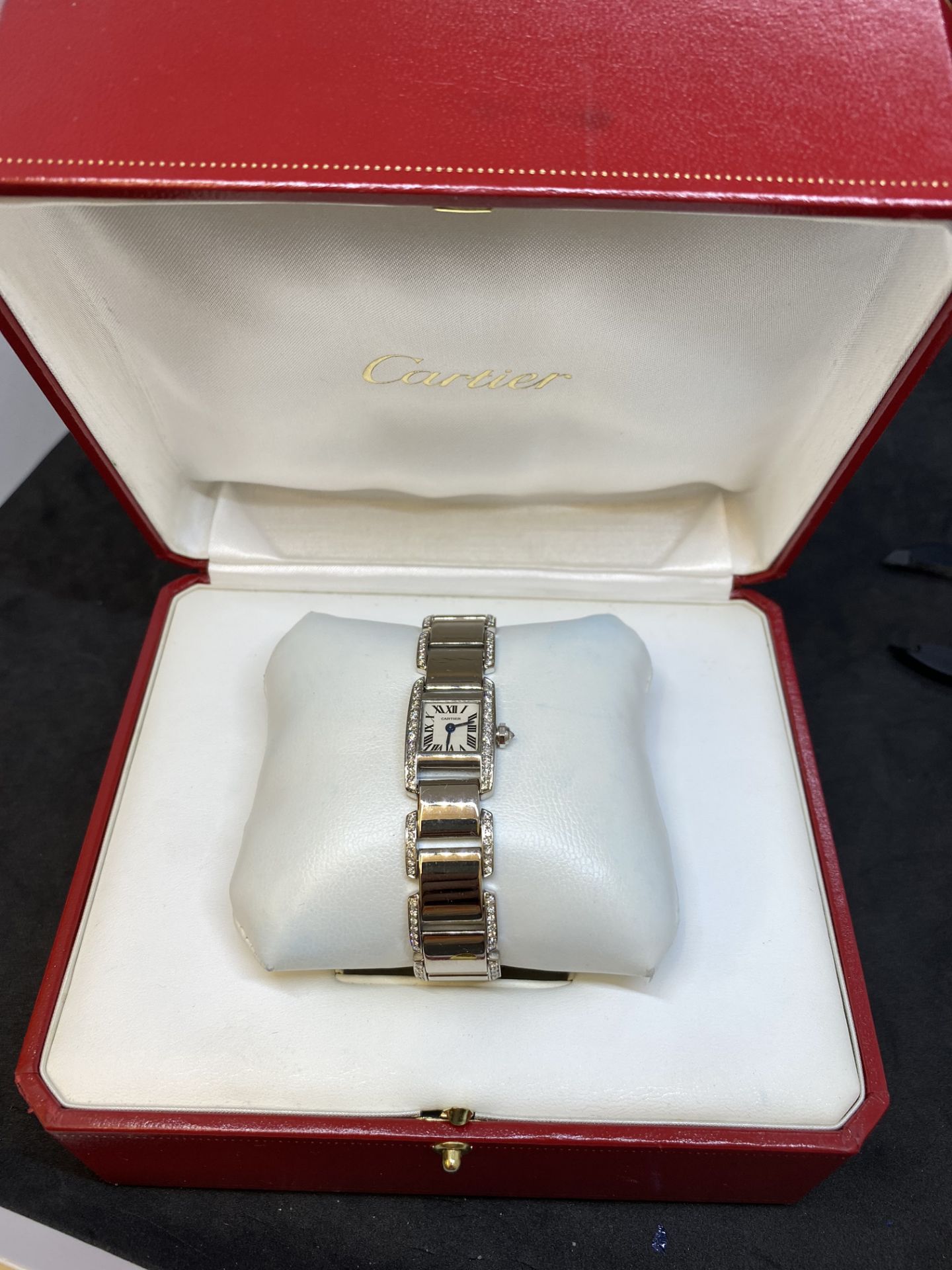 Diamond Set Cartier Tankissme 2831 - 18ct gold Ladies Watch - 95 grams - With Box