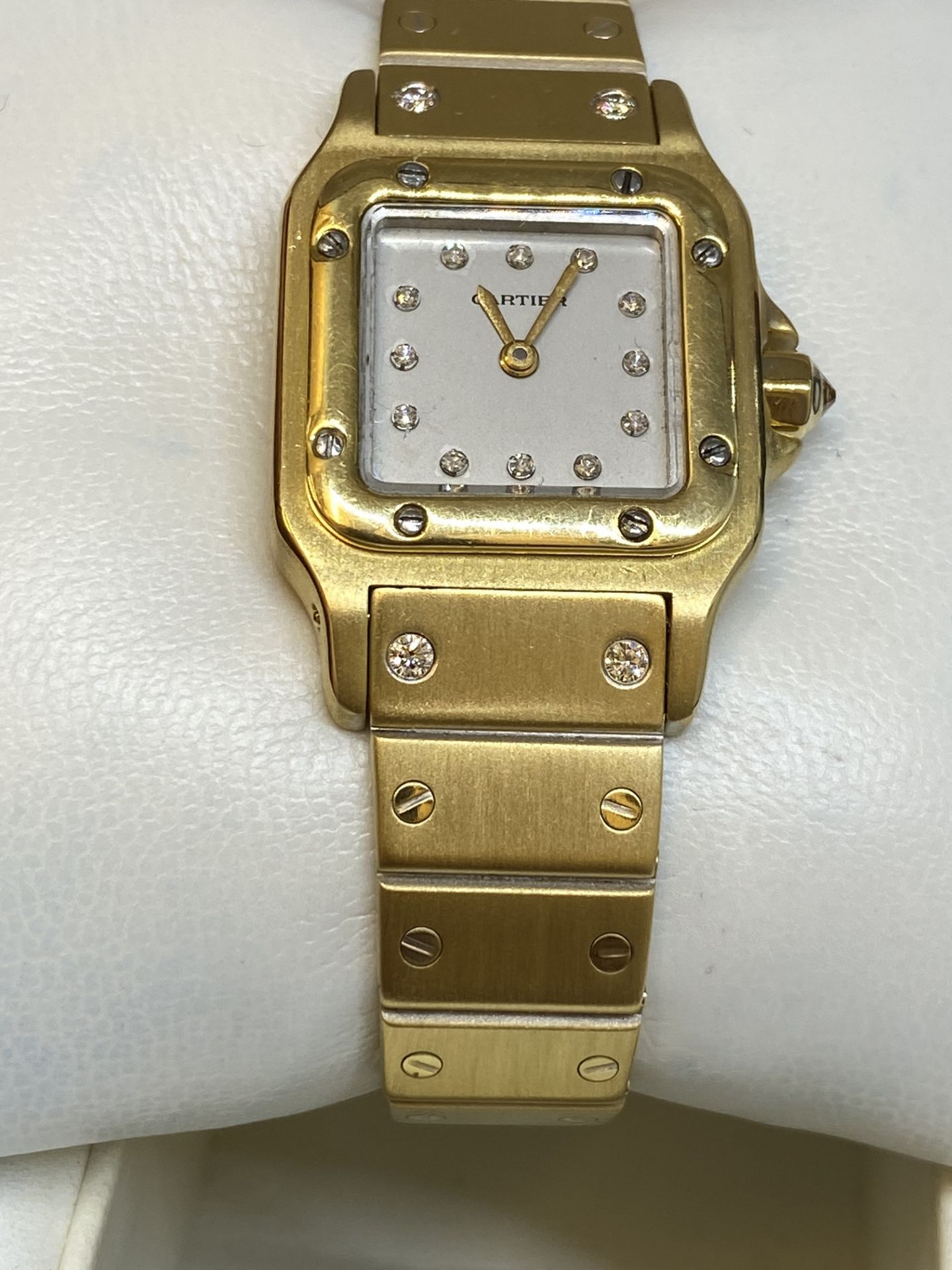 18ct GOLD SANTOS AUTOMATIC WATCH WITH BOX - Image 5 of 17