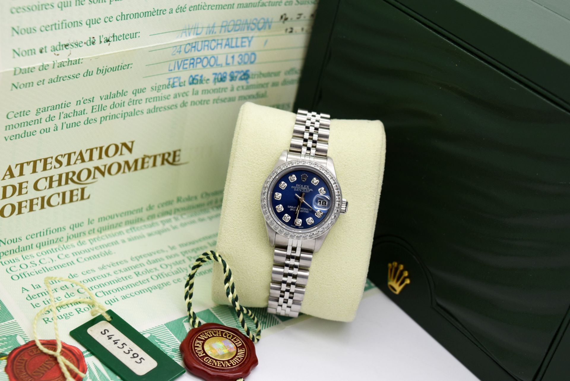 Rolex Datejust - Full Boxset and Certificate - Stainless Steel with Navy Blue Diamond Dial - Image 7 of 10