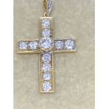 18ct GOLD 3.25ct APPROX DIAMOND CROSS PENDANT