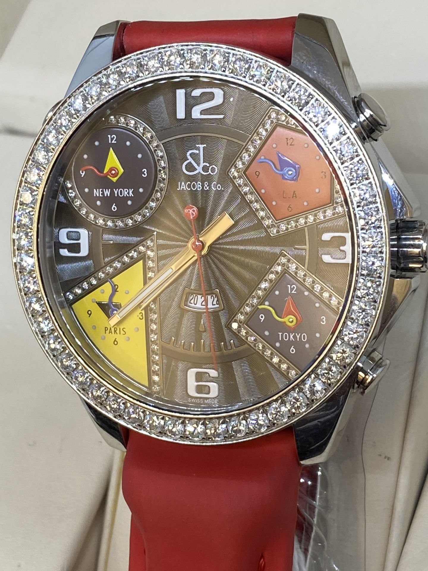 JACOB & CO 5 TIME ZONE DIAMOND SET WATCH 50mm - Image 3 of 10