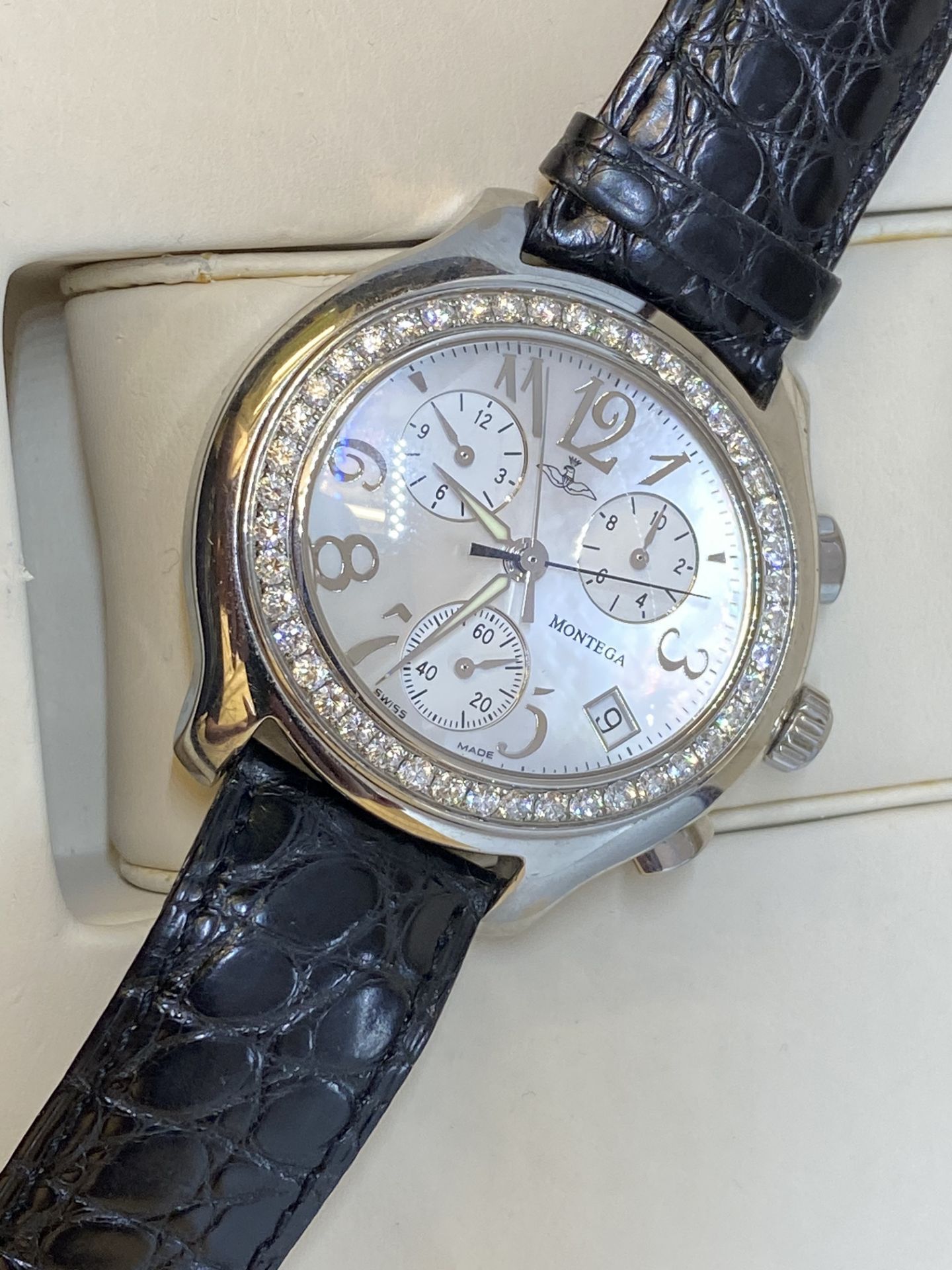 MONTEGA APPROX 2.50ct G/VS DIAMOND SET STAINLESS STEEL WATCH - Image 3 of 6