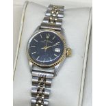 LADIES GOLD & STEEL ROLEX WATCH - NON GENUINE BRACELET FITTED