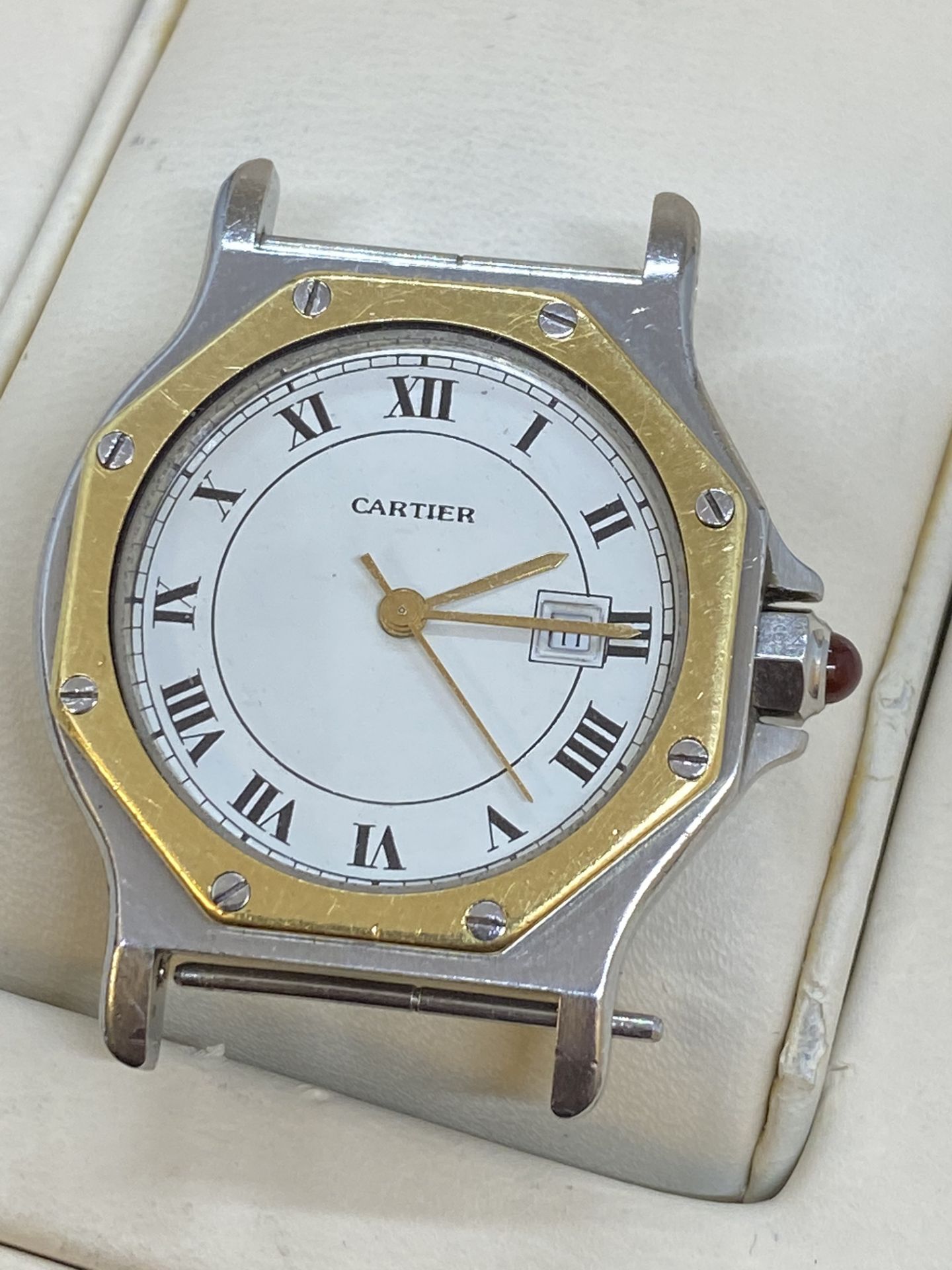CARTIER GOLD & STEEL AUTOMATIC WATCH - NO STRAP