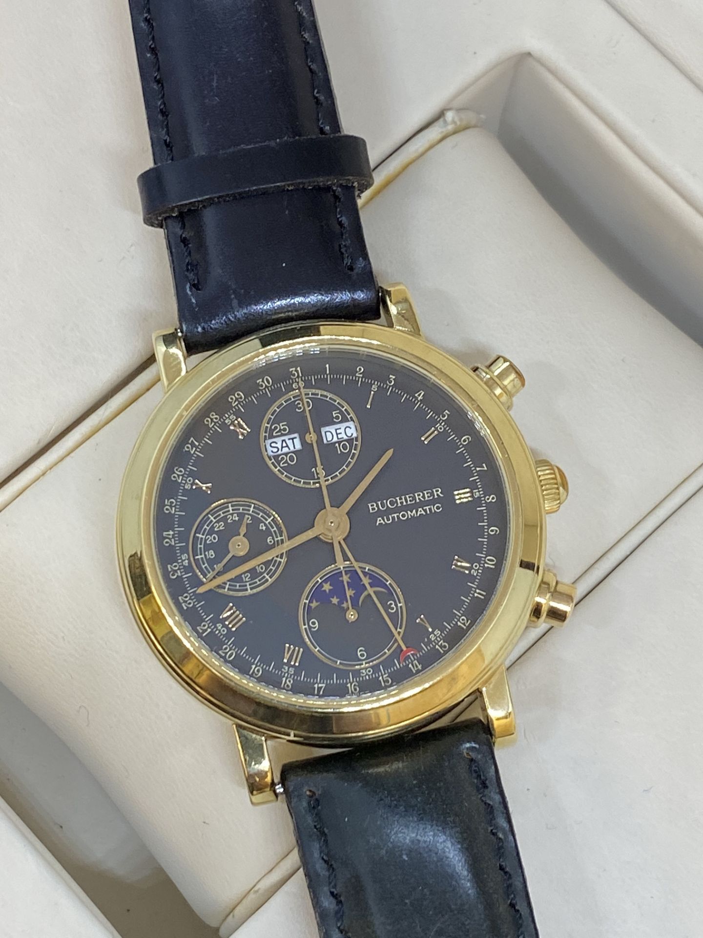 18ct GOLD BUCHERER AUTOMATIC CHRONOGRAPH WATCH - Image 3 of 12