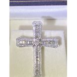3.45ct DIAMOND SET CROSS IN 9ct WHITE GOLD - APPROX 9.7 GRAMS