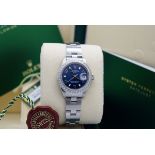 Rolex Ladies Date - 26mm - Stainless Steel with Navy Dial & Custom Bezel