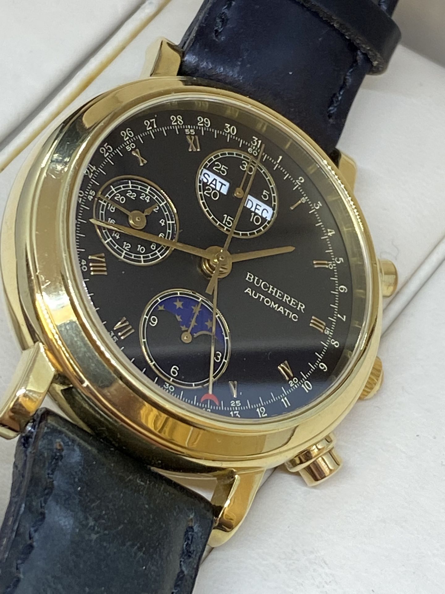 18ct GOLD BUCHERER AUTOMATIC CHRONOGRAPH WATCH - Image 5 of 12