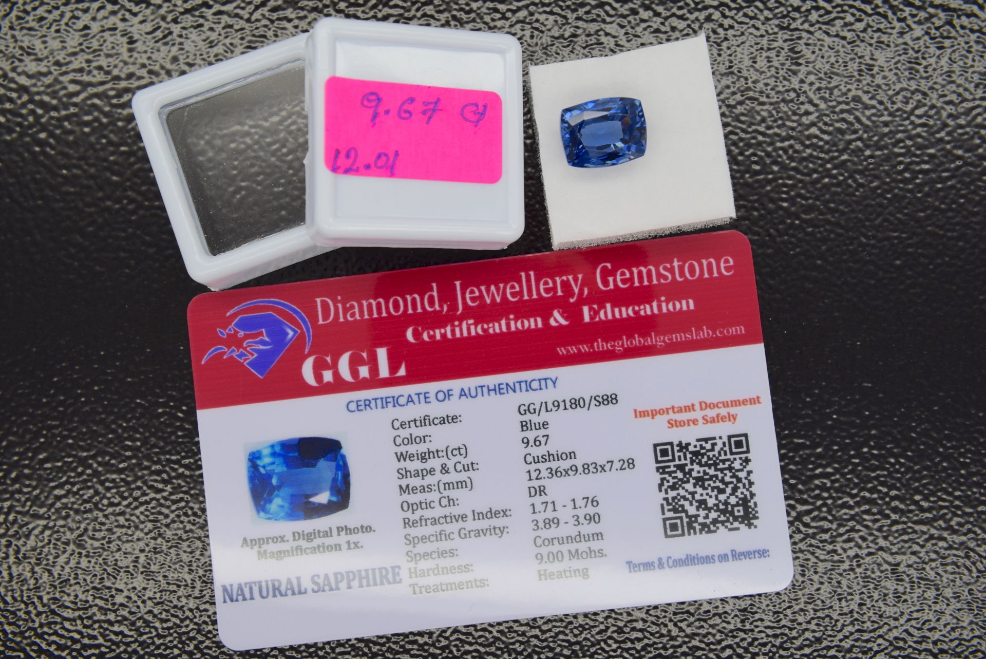 BLUE STONE WITH CARD MARKED SAPPHIRE - Image 2 of 2