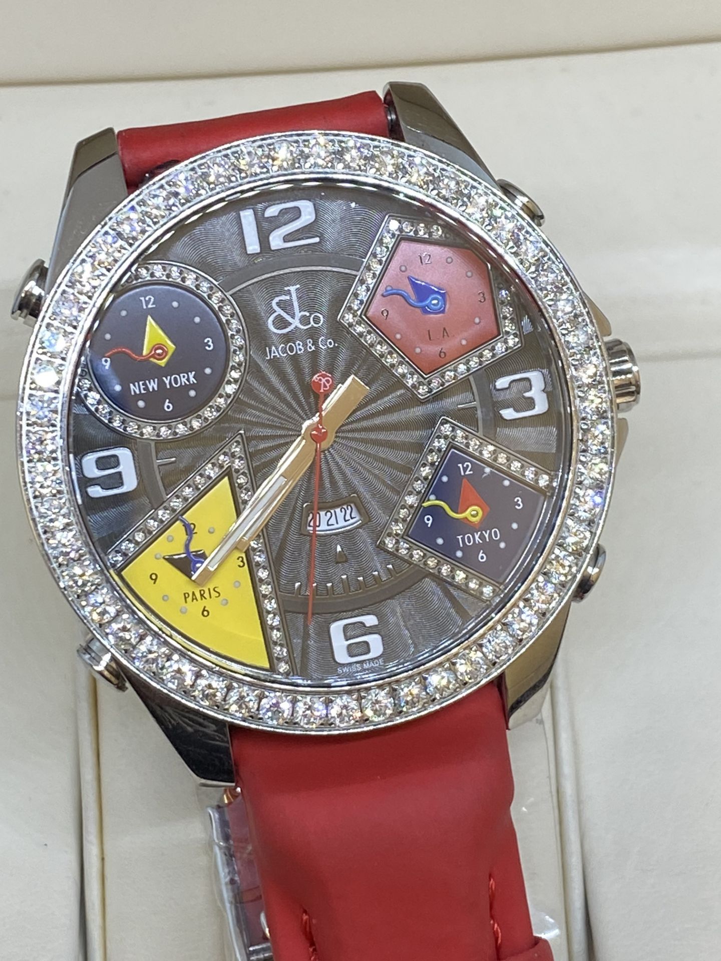 JACOB & CO 5 TIME ZONE DIAMOND SET WATCH 50mm